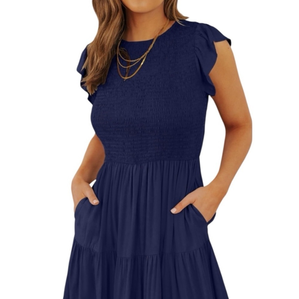 Zesica Navy Blue Midi Dress Size Small - Picture 11 of 11
